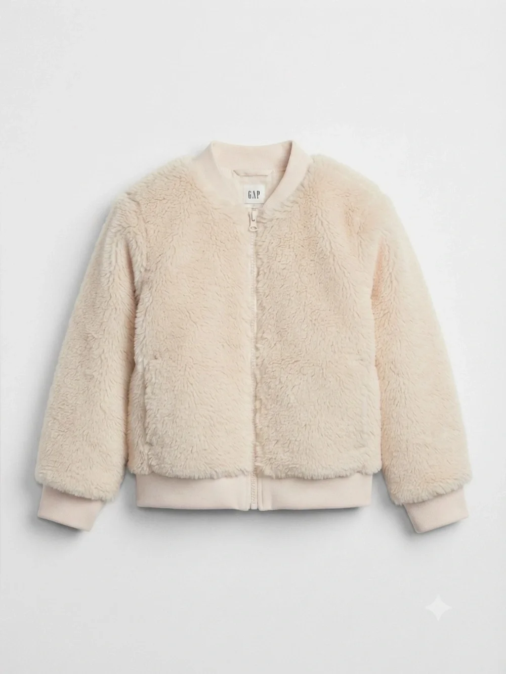 GAP Kids Cream Fuzzy Teddy Bomber Jacket Size 10